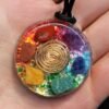 Orgone Energy~7 Chakras Orgone Energy Pendant Gold Flakes