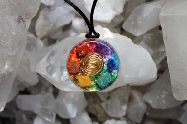 Orgone Energy~7 Chakras Orgone Energy Pendant Gold Flakes
