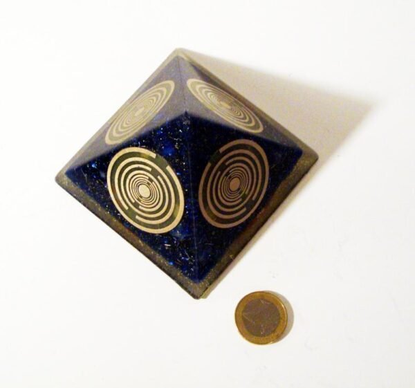 Orgone Pyramid Orgone Energy~Orgone orgonite® medium pyramid, quintuple, fivefold power with 5 gold-plated (24K) MWO by Lakhovsky, Golden Ratio Antenna, EMF Protection
