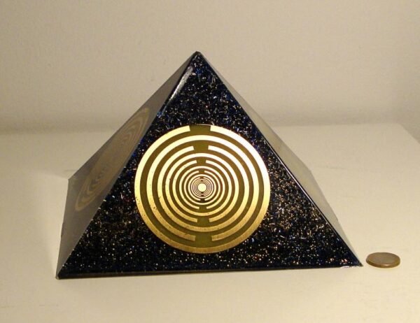 Orgone Pyramid Orgone Energy~Orgone orgonite® Giant Pyramid All Powerful, blue Orgone Generator, 5 gold plated 24K MWO Lakhovsky, Golden Ratio Antenna, Quintuple power