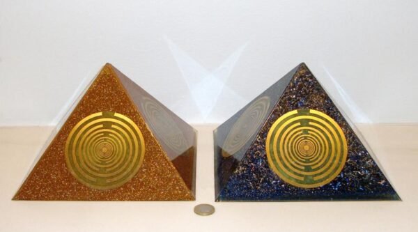 Orgone Pyramid Orgone Energy~Orgone orgonite® Giant Pyramid All Powerful, blue Orgone Generator, 5 gold plated 24K MWO Lakhovsky, Golden Ratio Antenna, Quintuple power