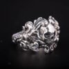 Solid Silver Skull Ring, Biker Ring, Gift for Biker, Skull Jewelry, Brutal Biker Ring, Leaves and Skull Ring, Unique Handmade Jewelry