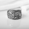 925 Silver Viking Raven Ring with Celtic Ornament, Handmade Viking Historical Jewelry with Ravens and Scandinavian Ornaments, Crown Ring