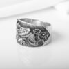 925 Silver Viking Raven Ring with Celtic Ornament, Handmade Viking Historical Jewelry with Ravens and Scandinavian Ornaments, Crown Ring