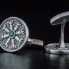 Cufflinks with Helm of Awe Symbol, 925 Silver Cufflinks, Norse Cufflinks, Helm of Awe Cufflinks, Viking Cufflinks, Handmade Norse Jewelry