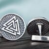 Cufflinks with Valknut Symbol, 925 Silver Cufflinks, Norse Cufflinks, Valknut Cufflinks, Viking Cufflinks, Handmade Norse Jewelry