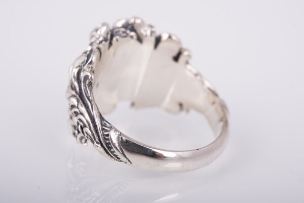 Solid Silver Skull Ring, Biker Ring, Gift for Biker, Skull Jewelry, Brutal Biker Ring, Leaves and Skull Ring, Unique Handmade Jewelry