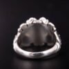 Solid Silver Skull Ring, Biker Ring, Gift for Biker, Skull Jewelry, Brutal Biker Ring, Leaves and Skull Ring, Unique Handmade Jewelry