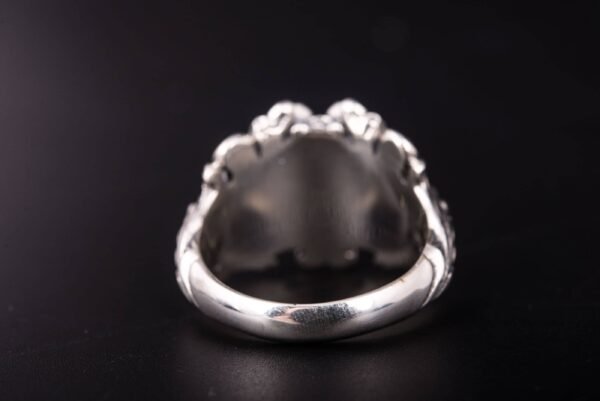 Solid Silver Skull Ring, Biker Ring, Gift for Biker, Skull Jewelry, Brutal Biker Ring, Leaves and Skull Ring, Unique Handmade Jewelry