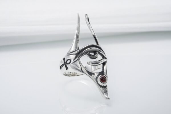 Sterling Silver Egypt Ring, Eye of Horus Ring, Egyptian Anubis Ring, Egyptian Ring with Gem, Anubis Ring, Handmade Egyptian Jewelry
