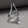 Sterling Silver Egypt Ring, Eye of Horus Ring, Egyptian Anubis Ring, Egyptian Ring with Gem, Anubis Ring, Handmade Egyptian Jewelry