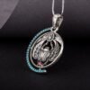 Scarabaeus Necklace, Egyptian Silver Pendant, Necklace with Scarabaeus Sacer and Gems, Egyptian Symbol, Handmade Egyptian Jewelry