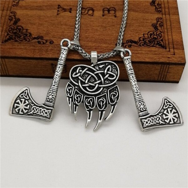 New Magicun Viking~knot bear paw Pendant Slavic kolovrat Axe Necklace pagan Jewelry 1pc