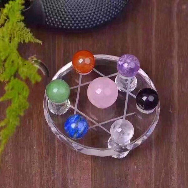 Magicun Crystal~natural purple white yellow red powder green black crystal ball seven star array ornaments evil evil lucky  feng shui ball