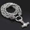 Pendants & Necklaces Massive Stainless Steel Wolf King Chain with Mjolnir Ancient Treasures Ancientreasures Viking Odin Thor Mjolnir Celtic Ancient Egypt Norse Norse Mythology