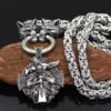 Pendants & Necklaces Stainless Steel Wolf Chain with Odin's Protection Charm Ancient Treasures Ancientreasures Viking Odin Thor Mjolnir Celtic Ancient Egypt Norse Norse Mythology