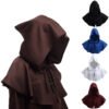 Vintage Medieval Costume Men Women Hooded Renaissance Wicca Pagan Capelet LARP Mantle Cowl Hat Fancy Dress Cosplay Accessory