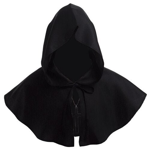 Vintage Medieval Costume Men Women Hooded Renaissance Wicca Pagan Capelet LARP Mantle Cowl Hat Fancy Dress Cosplay Accessory