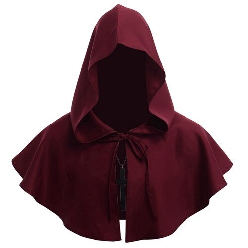 Vintage Medieval Costume Men Women Hooded Renaissance Wicca Pagan Capelet LARP Mantle Cowl Hat Fancy Dress Cosplay Accessory