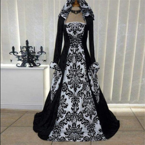 Halloween Costume Wicca Witch Medieval Dress Women Adult Plus Size Scary Cosplay Gothic New Wizard Halloween Costumes Magic Set