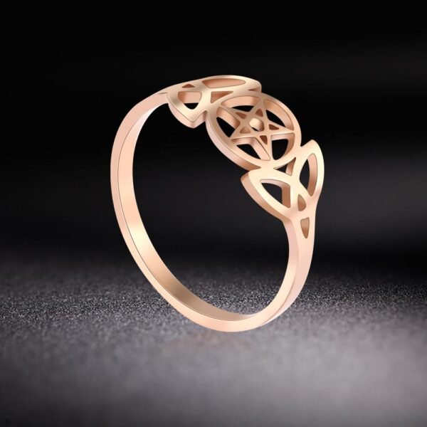 Skyrim Pentagram Love Irish Knot Rings Stainless Steel Supernatural Triquetra Wicca Amulet Religious Finger Ring for Women Gift