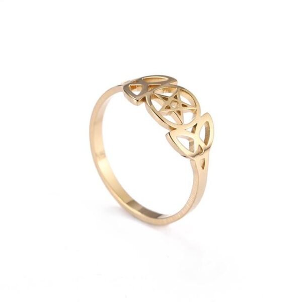 Skyrim Pentagram Love Irish Knot Rings Stainless Steel Supernatural Triquetra Wicca Amulet Religious Finger Ring for Women Gift
