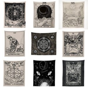 Witchcraft Tarot Tapestry Wall Hanging Sun Moon Wall Tapestry Wall Carpet Psychedelic Tapiz Witchcraft Wall Decor Tapestry