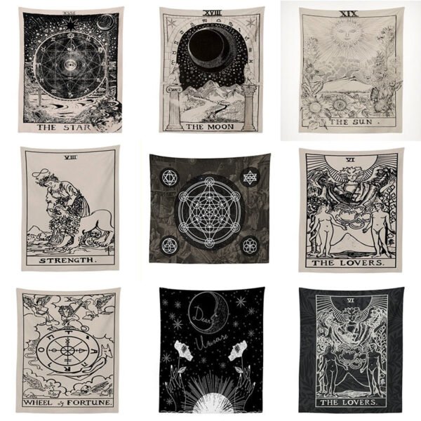 Witchcraft Tarot Tapestry Wall Hanging Sun Moon Wall Tapestry Wall Carpet Psychedelic Tapiz Witchcraft Wall Decor Tapestry
