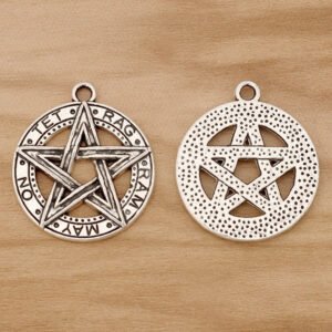 Tibetan Silver Gothic Pentagram Pentacle Charms Pendants Pagan Wicca