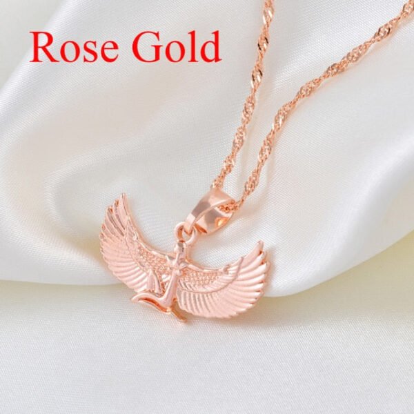 Anniyo Fab Egyptian Goddess Necklace Silver Color/Gold Color Wing Chains Ankh Bib Wicca Pagan Jewelry Egypt Religion #220206