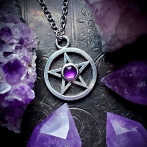 Amethyest Pentagram Necklace, Wiccan Jewelry,Pentacle Necklace,Witchy Jewelry, Witchcraft Amulet, Occult , Wicca, Pagan Pendant