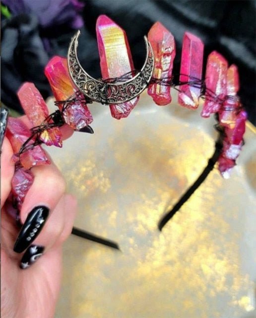 Witch accessories jewelry moon wicca wizard crown headband dark blue black headband Magic Set