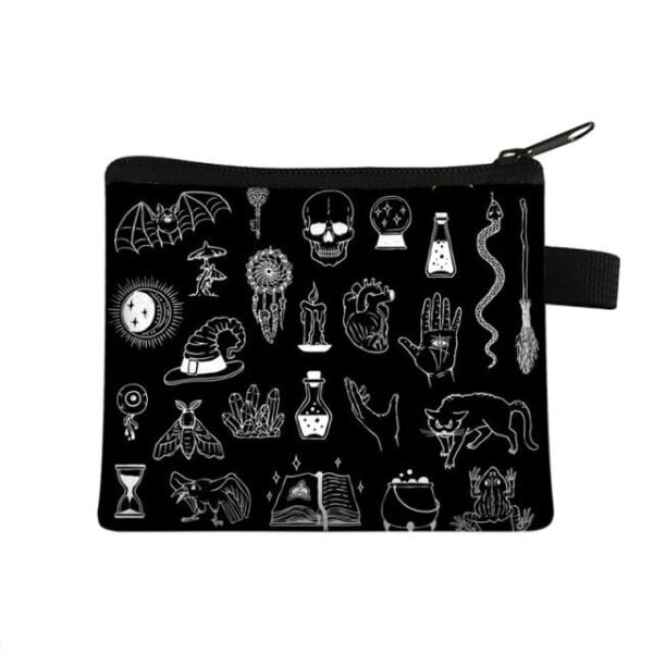 Witch / Voodoo / Wicca Coin Puse Women Wallet Witchcraft / Black Cat Boys Girls Coin Bag Wicca Collection