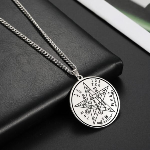 Wicca Necklace Tetragrammaton Pendant  Pentagram of Solomon Amulet