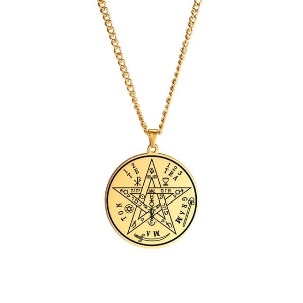 Wicca Necklace Tetragrammaton Pendant  Pentagram of Solomon Amulet
