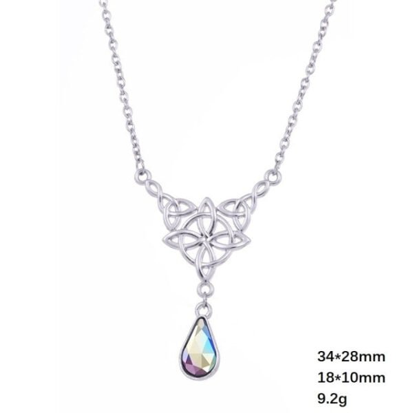 Celtics Knot Wicca Triquetra Pendant Necklace Pearl Crystal Rhinestone Chain Choker Necklaces