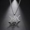 Goddess Necklace for Women Men Pentagram Moon Wicca Jewelry Magic Pendant Pentacle Witch Amule