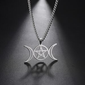 Goddess Necklace for Women Men Pentagram Moon Wicca Jewelry Magic Pendant Pentacle Witch Amule