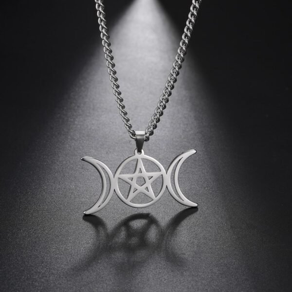 Goddess Necklace for Women Men Pentagram Moon Wicca Jewelry Magic Pendant Pentacle Witch Amule