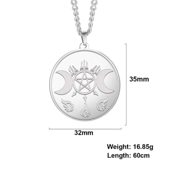 Goddess Necklace for Women Men Pentagram Moon Wicca Jewelry Magic Pendant Pentacle Witch Amule