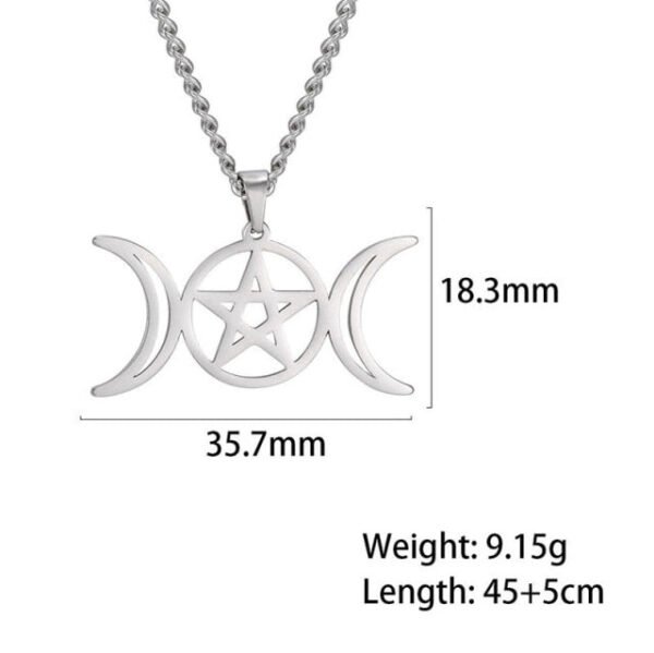 Goddess Necklace for Women Men Pentagram Moon Wicca Jewelry Magic Pendant Pentacle Witch Amule