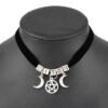 Gothic Statement Necklace Triple Moon Goddess Wicca Pentagram Necklaces