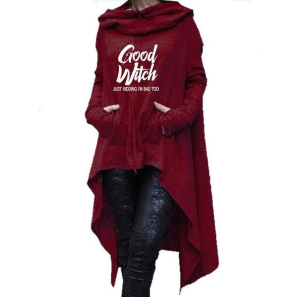 Magic set Letter Letters Print Hoodies For Women Long Irregular Sweatshirts Hoodies Kawaii Femmes Casual 2021 Printing Clothings Street