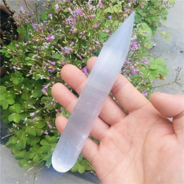 Natural Selenite Lamp Carved Pyramid Tower Healing Crystal Wand Heart Palm Stone Wicca Decor Point White Plate 15cm