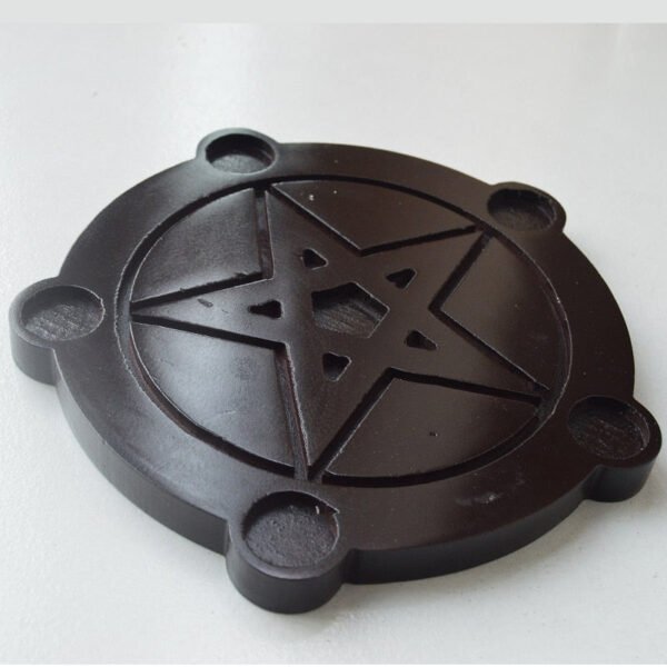 wood Altar candle holders Pentagram wooden Candlestick with Pentaclel plate  light holders Wicca witchcraft supplies Board Game