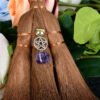 Dust Removal Broom Wicca Celtic Pentagram Mini Witch Broom Witchcraft Accessories Raw Crystal Wicca Altar Broom