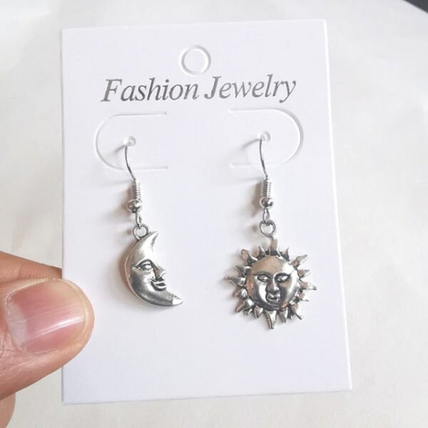 Vintage Moon Sun Dangle Drop Earrings  Goth Gothic Wicca Jewelry