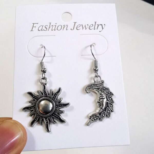 Vintage Moon Sun Dangle Drop Earrings  Goth Gothic Wicca Jewelry