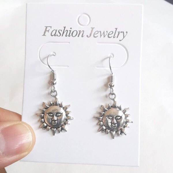 Vintage Moon Sun Dangle Drop Earrings  Goth Gothic Wicca Jewelry