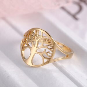 Lucktune Tree of Life Ring for Women Men Stainless Steel Gold Color Viking Rings Fashion Valentine's Day Wicca Jewelry Gift